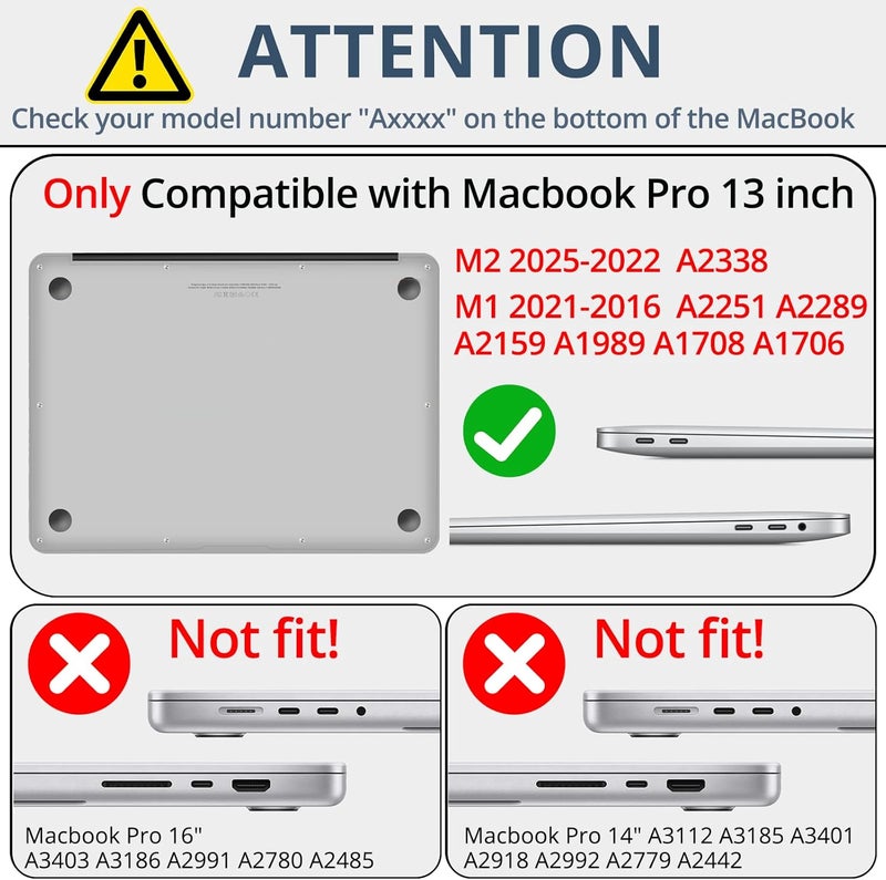 AKIT Compatible with MacBook Pro 13 inch Case M2 A2338 2025-2016 M1 A2251 A2289 A2159 A1989 A1708 A1706, Unique Pattern Plastic Laptop Hrad Shell Case&Keyboard Cover&Screen Protector Film, Green Wave - Image 2